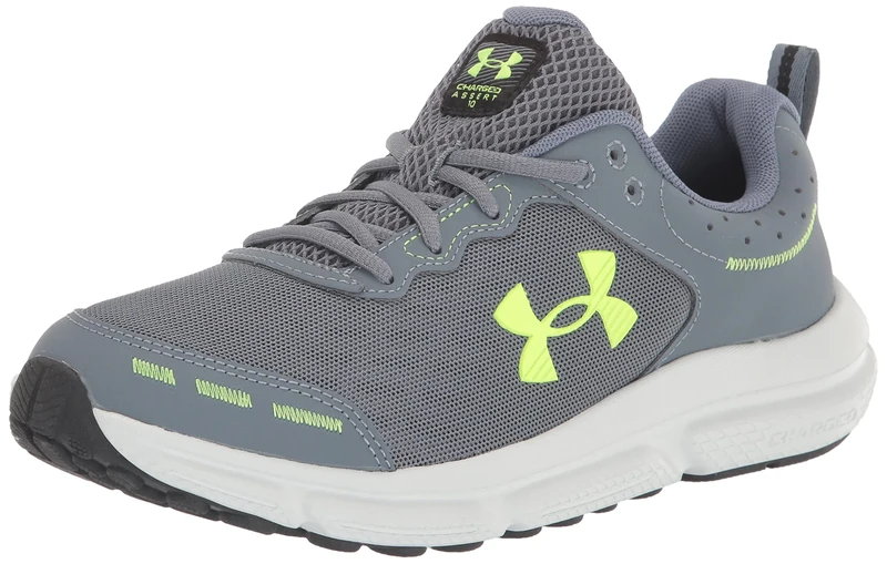 Under Armour Men's Charged Assert 10 Running Shoe, (100) Gravel/Gravel/Lime Surge, 7 UK