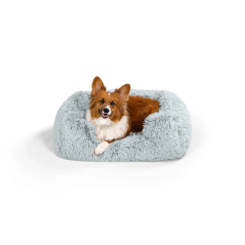 Best Friends by Sheri Soothe & Snooze Lounge Shag Rectangular Dog Bed, Washable, Frost, 30" x 20"