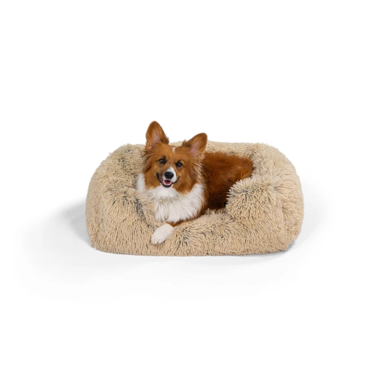 Best Friends by Sheri Soothe & Snooze Lounge Shag Rectangular Dog Bed, Washable, Taupe, 30" x 20"