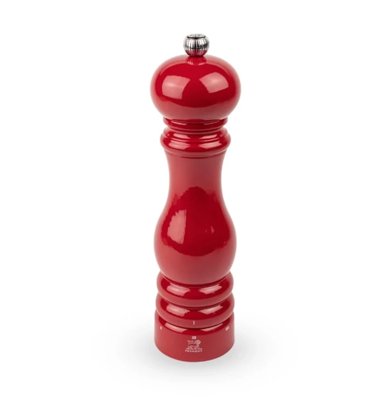 PEUGEOT - Paris u'Select 22 cm Pepper Mill - 6 Predefined Grind Settings - Made with PEFC Certified Wood - Made in France - Glossy Passion Red Colour