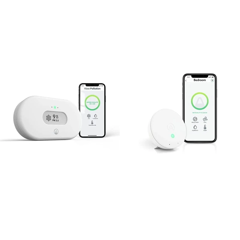 Airthings View Pollution & Wave Mini - Multi Room Air Pollution Monitor with Particulate Matter (PM 2.5), Humidity & Temperature Detector, Mobile APP, WiFi , Alerts & Notifications