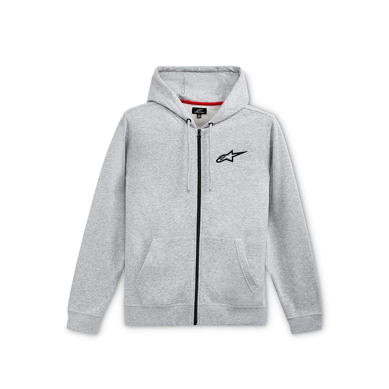 Alpinestars, Ageless Chest Hoodie, Sweatshirt with Zip and Hood, Grey Heather/Black, S, Man
