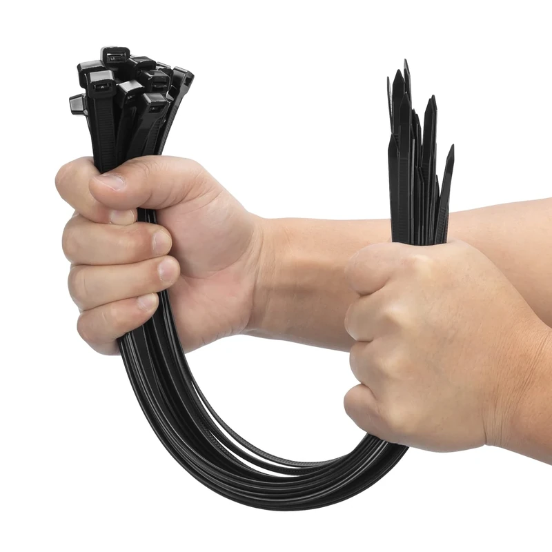 XINGO 100 PCS Black Cable Ties Heavy Duty, 400mm x 9mm Long with 80 KGS Ultra Strong Tensile Strength, Large UV Resistant Cable Ties Extra Long Tie Wraps for Outdoor Use