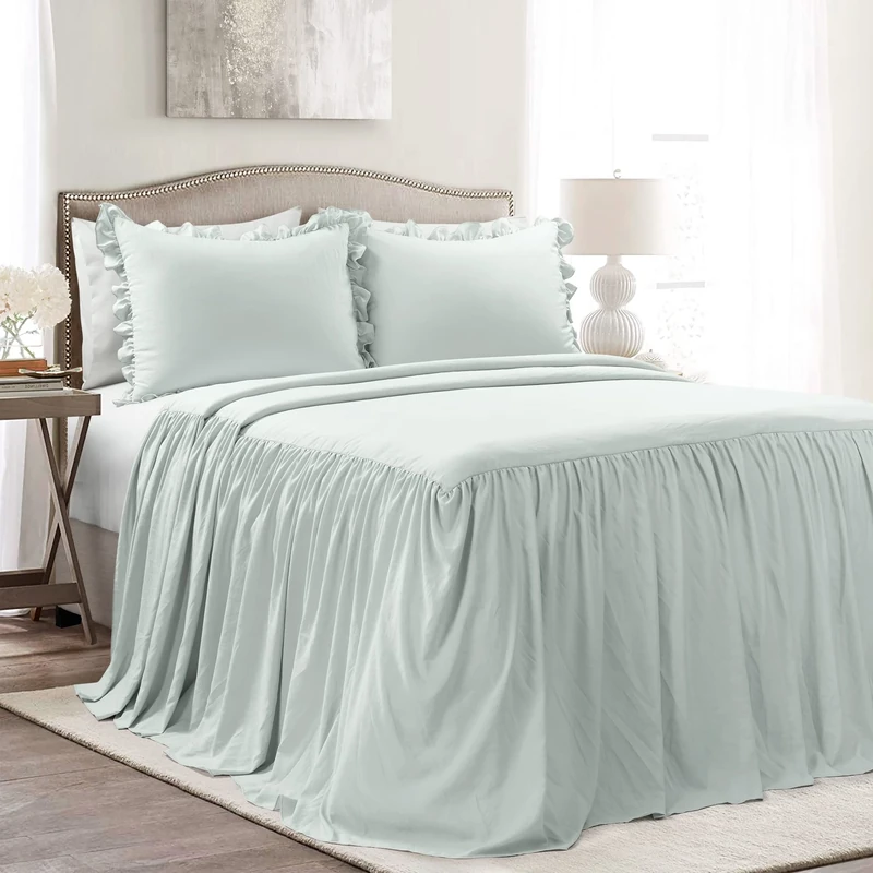 Lush Decor Ruffle Skirt Bedspread, Sea Salt, Queen