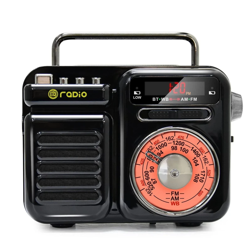 GWWGWW Retro Radio,Emergency Hand Crank Radio Solar Charging AM/FM/NOAA Weather Radio With Phone Charger Torch Bluetooth Speaker SOS Alarm Portable Radio For Collection
