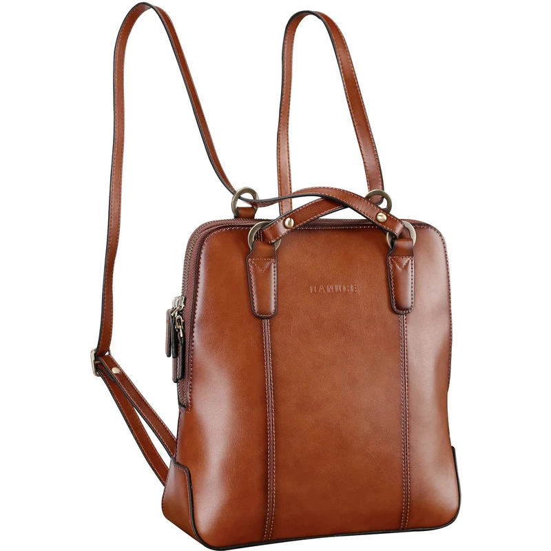 Banuce Leather Backpack Purse for Women Convertible Small Shoulder Bag for 9.7 inch iPad with Adjustable Strap Light Weight Vintage Stylish Brown