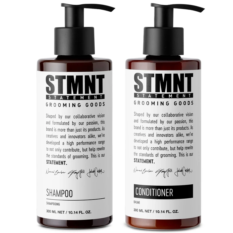 STMNT Grooming Goods Shampoo 300ml + Conditioner 275ml | Premium Haircare Bundle | Moisturizing Formula w/Activated Charcoal & Menthol | All Hair Types