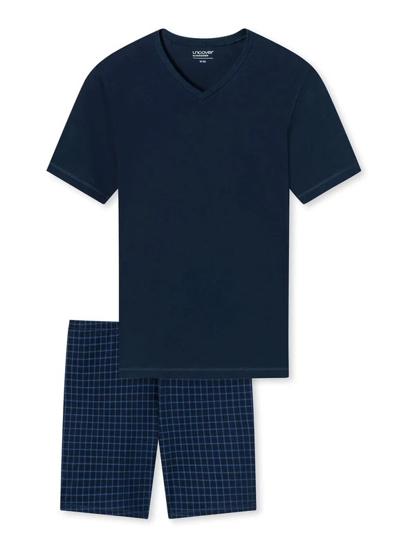 Uncover by Schiesser Men's Schlafanzug Kurz Pajama Short, Nachtblau, 48