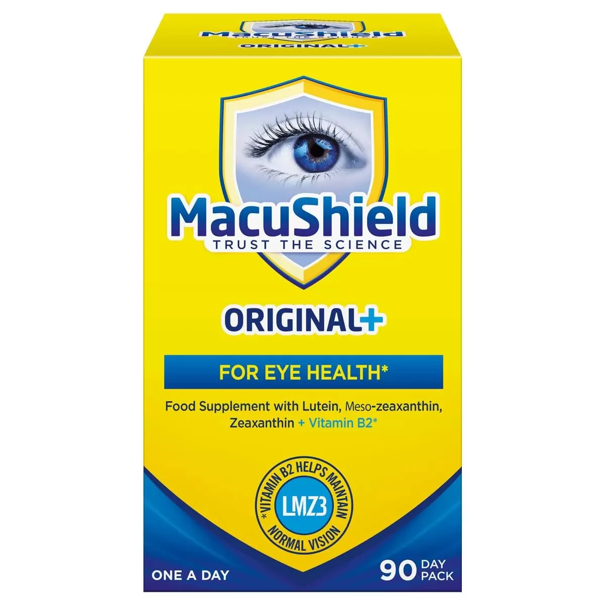 MacuShield Original Plus Capsules - 90-Day Pack, Eye Health Supplement* with Lutein Zeaxanthin and Meso-Zeaxanthin + Vitamin B2 (Riboflavin) which Helps Support Normal Vision, 90 Count (Pack of 1)