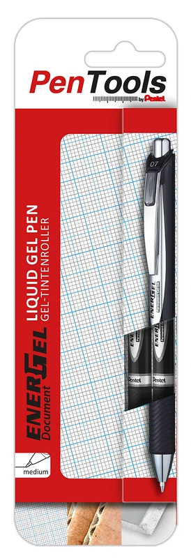 PenTools by Pentel 2 x EnerGel Document Gel Ink Pen - Black - BLP77