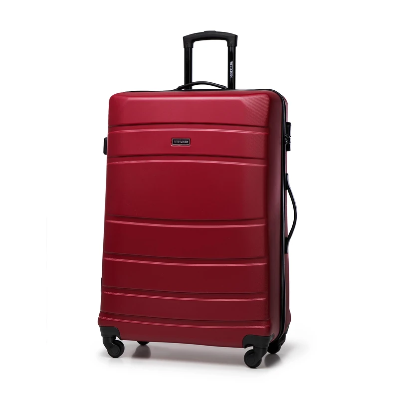 WITTCHEN Travel Suitcase Carry-On Cabin Luggage Hardshell Made of ABS with 4 Spinner Wheels Combination Lock Telescopic Handle Globe Line Size Large Suitcase Red