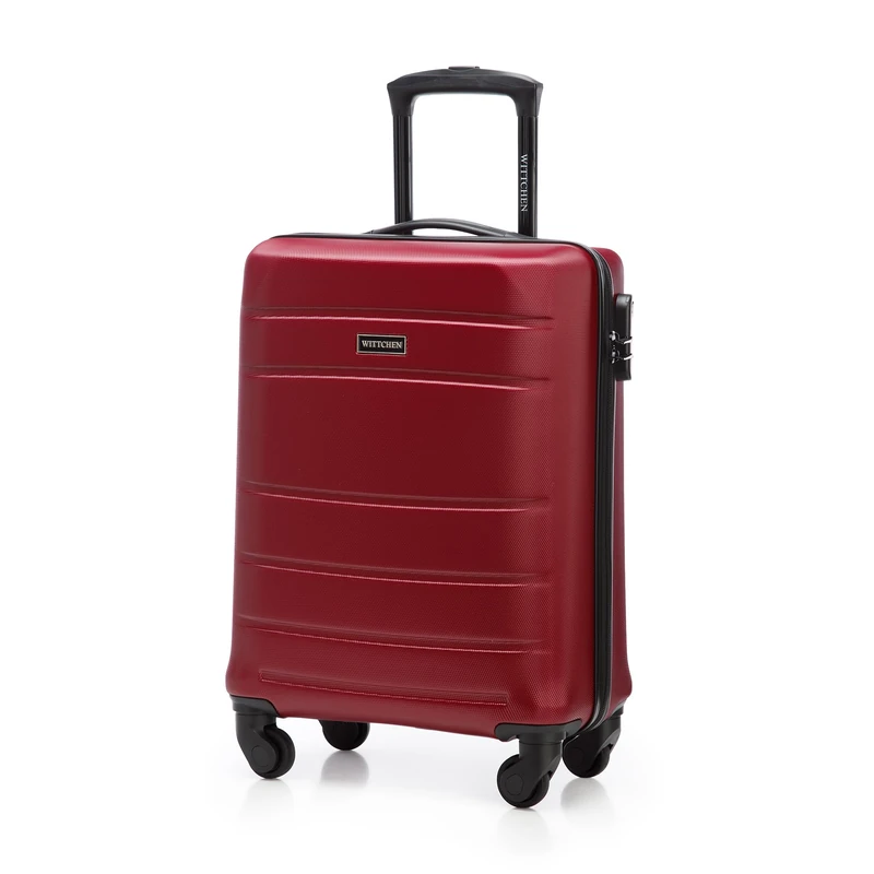 WITTCHEN Travel Suitcase Carry-On Cabin Luggage Hardshell Made of ABS with 4 Spinner Wheels Combination Lock Telescopic Handle Globe Line Size Cabin Suitcase Red