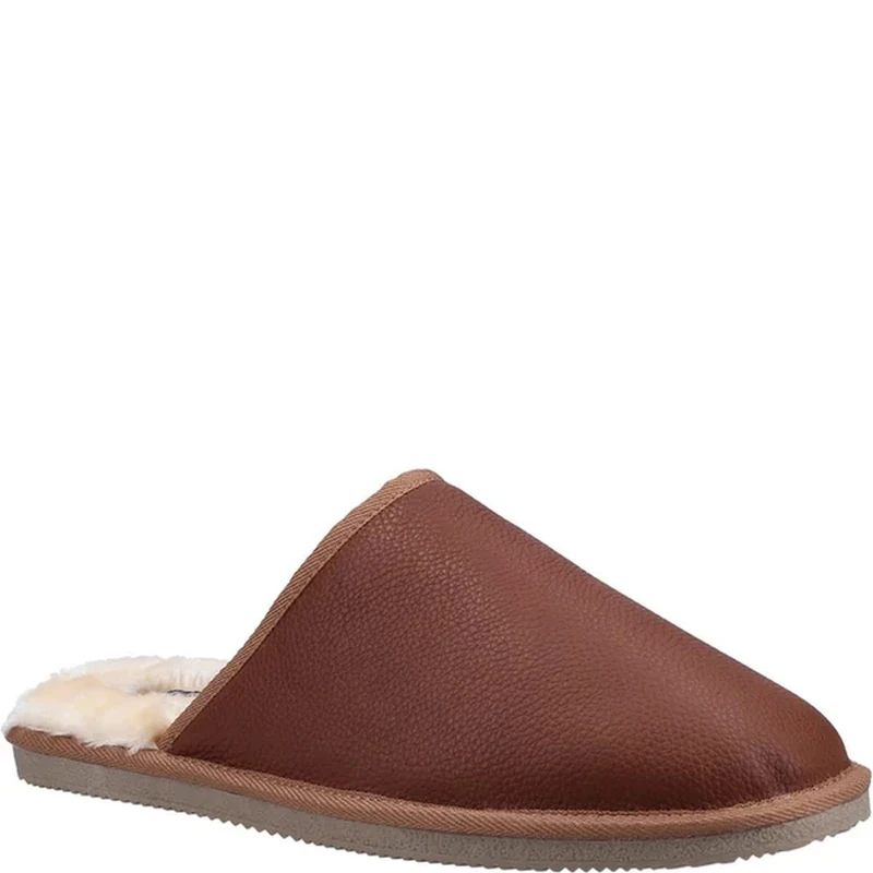 Hush Puppies Male Coady Leather Slipper, Tan, 9 - Image 1