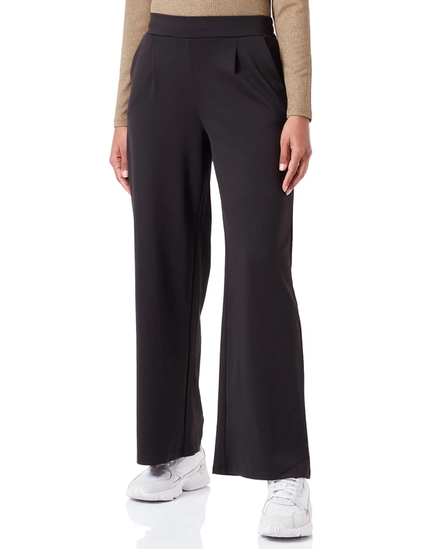 ICHI Women's IHKATE SUS Wide PA2 Casual Trousers, 194008/Black, L