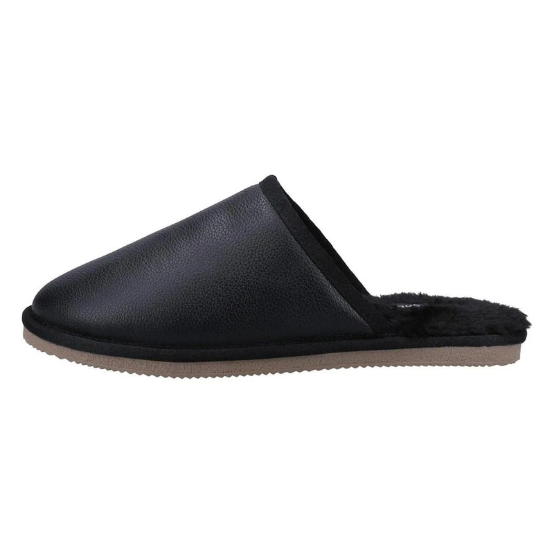 Hush Puppies Men's Coady Leather Slipper, Black, 12 UK