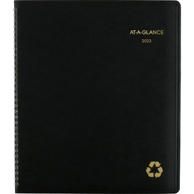 AT-A-GLANCE 2023 Monthly Planner, 9" x 11", Large, Recycled, Monthly Tabs, Black (70260G05)