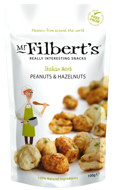 Mr Filbert's Italian Herb Peanuts & Hazelnuts, 12 x 100g
