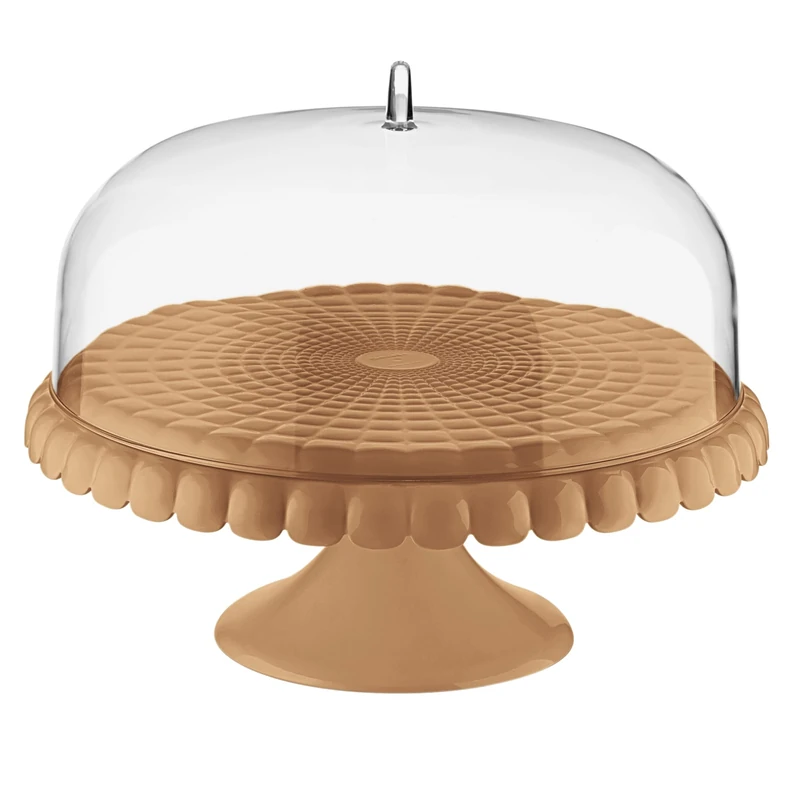 Guzzini - Tiffany 199400242 Cake Stand with Bell - Terracotta, Diameter 36 x H 28 cm