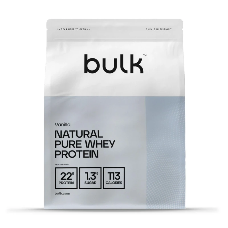 Bulk Natural Pure Whey Protein Concentrate, Shake Sweetened With Stevia, Vanilla, 2.5 kg, 83 Servings, Packaging May Vary