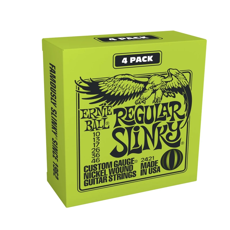Ernie Ball Regular Slinky Nickel Wound Electric Guitar Strings 4- Pack - 10-46 Gauge
