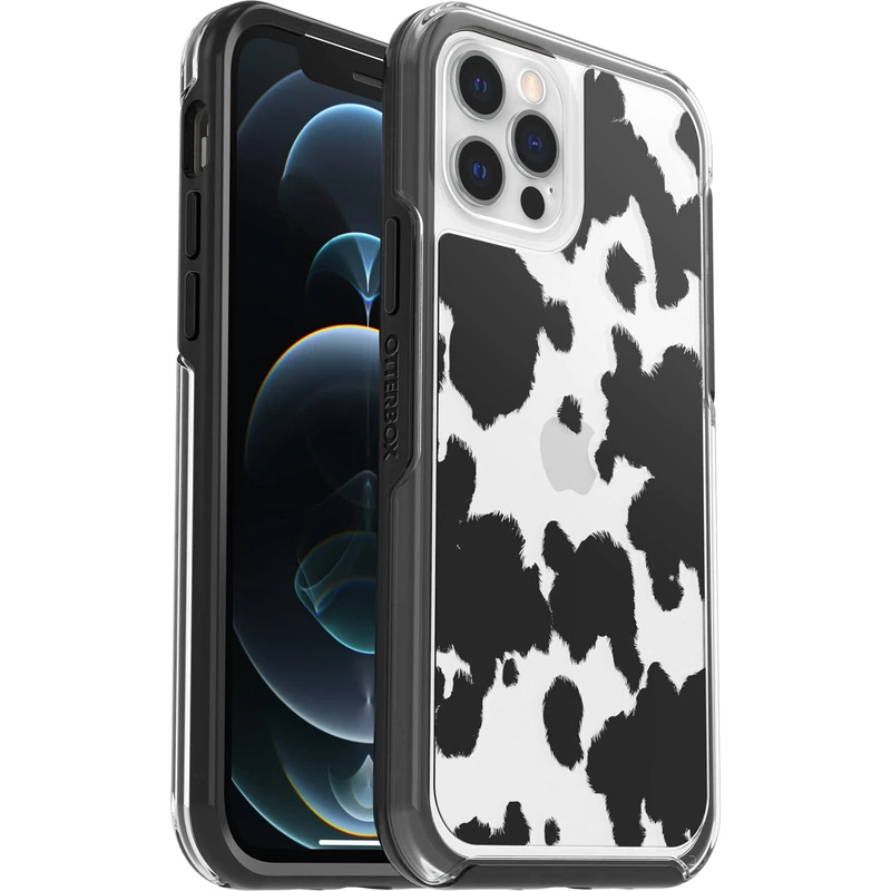 OtterBox Symmetry Clear Case for iPhone 12 / iPhone 12 Pro, Shockproof, Drop proof, Protective Thin Case, 3x Tested to Military Standard, Cow Print