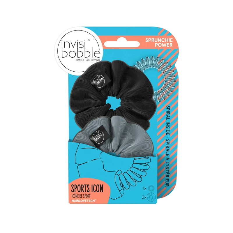 invisibobble Sprunchie Spiral Hair Ring,2 Pack, Been There, Run That,Athleisure Duo,Scrunchie Stylish Bracelet, Power Elastic Grip Coil Accessories for Women,Gentle for Girls Teens and Thick Hair