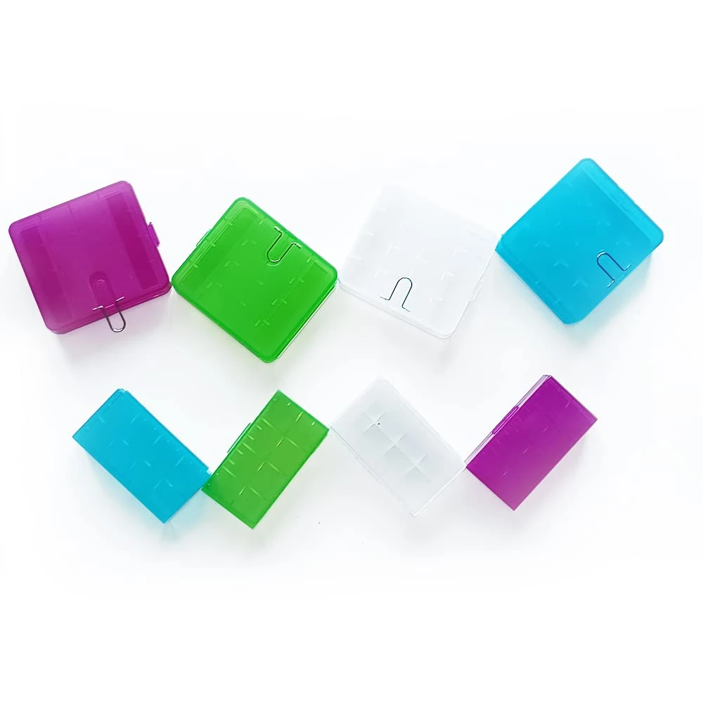 WYAN 8 Pcs 18650 Batterys Organizer Holder,Cell Battery Storage Case Holder Box,Plastic Battery Case(4 big + 4 small,4 colors)