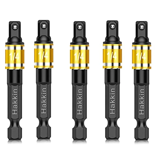 Hakkin 5Pcs 1/4" Impact Grade Socket Adapter Set Turns Power Drill Into High Speed Nut Driver Torque Impact Wrench