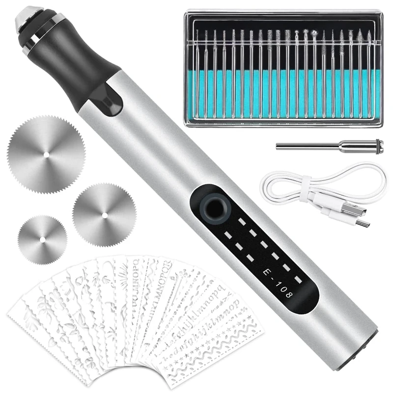 Efanty Engraving Pen, USB Rechargeable Engraver Etching Pen Micro Cordless Carve Tool for DIY Art Carving Glass Wood Metal Stone Plastic Nails Jewelry