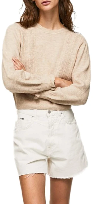 Pepe Jeans Women's Tessa Long Sleeves Knits, Beige (Buff), S