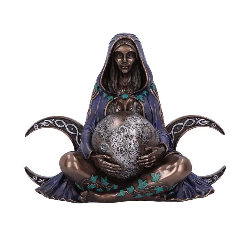 Nemesis Now Triple Moon Goddess Figurine, Bronze, 36cm, Beautifully Sculpted Design, Triple Moon Goddess Ornament, Wiccan Giftware, Cast in the Finest Resin, Expertly Hand-Painted