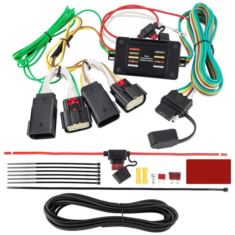 Oyviny 4 Way Trailer Wiring Harness 56407 for 2018-2023 Jeep Wrangler JL /2020-2023 Jeep Gladiator, Wrangler JL 4-Pin Trailer Light Wire Harness Vehicle-Side Towing Connector Pure Copper Wires