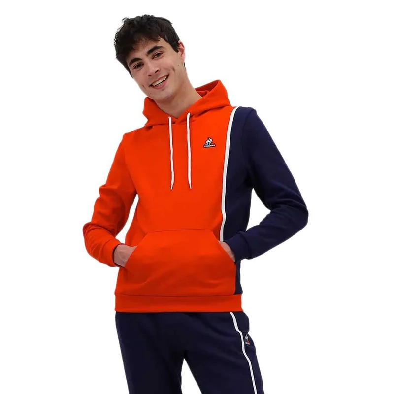 Le Coq Sportif Season 1 Hoody N°1 M Hooded Sweatshirt, Tech Red/Midnight Blue/n.Opt White, Extra Large Men's