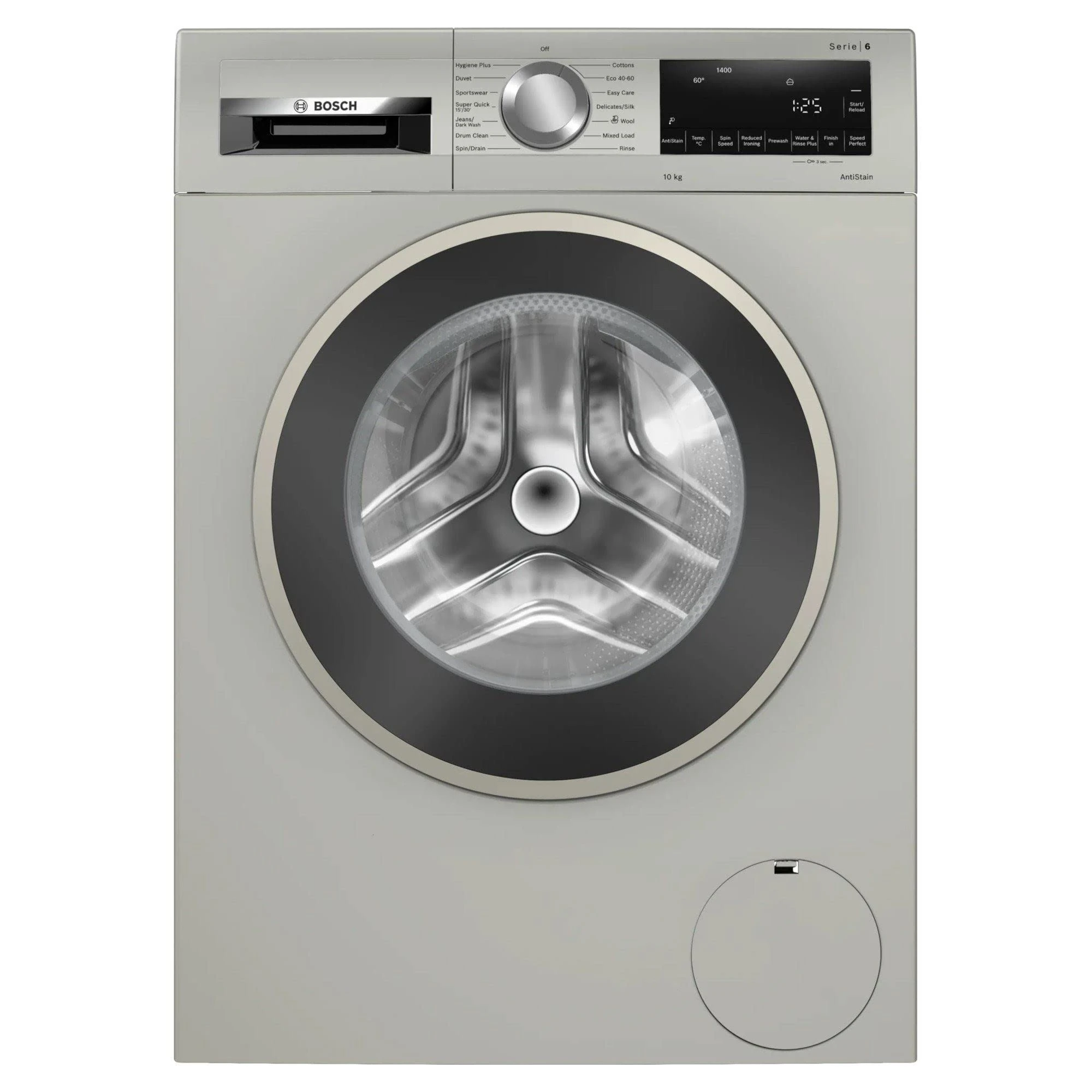 Bosch Home & Kitchen Appliances WGG245S1GB Washing Machine with 10kg Capacity, SpeedPerfect, AntiStain, ActiveWater Plus, EcoSilence Drive, 1400rpm, Silver Inox, Serie 6, Freestanding, 10 kg