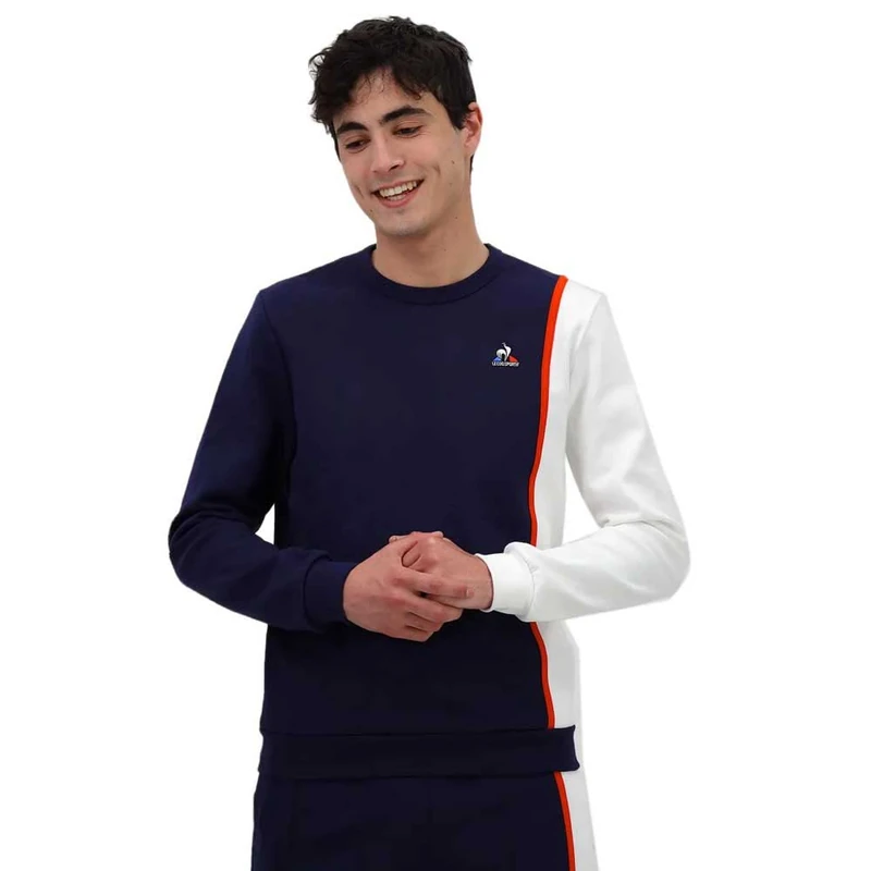 Le Coq Sportif Season 1 Crew Sweatshirt N°1, Midnight Blue/n.Opt White/Tech Red, Small Men's