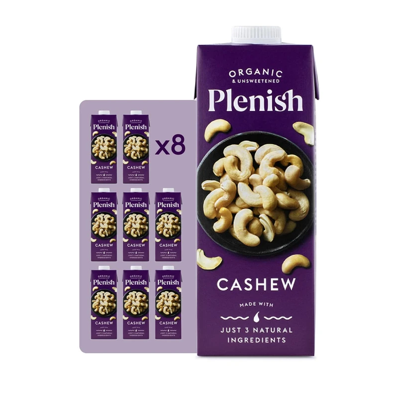 Plenish Organic Unsweetened Cashew Milk 1L (Pack of 8)