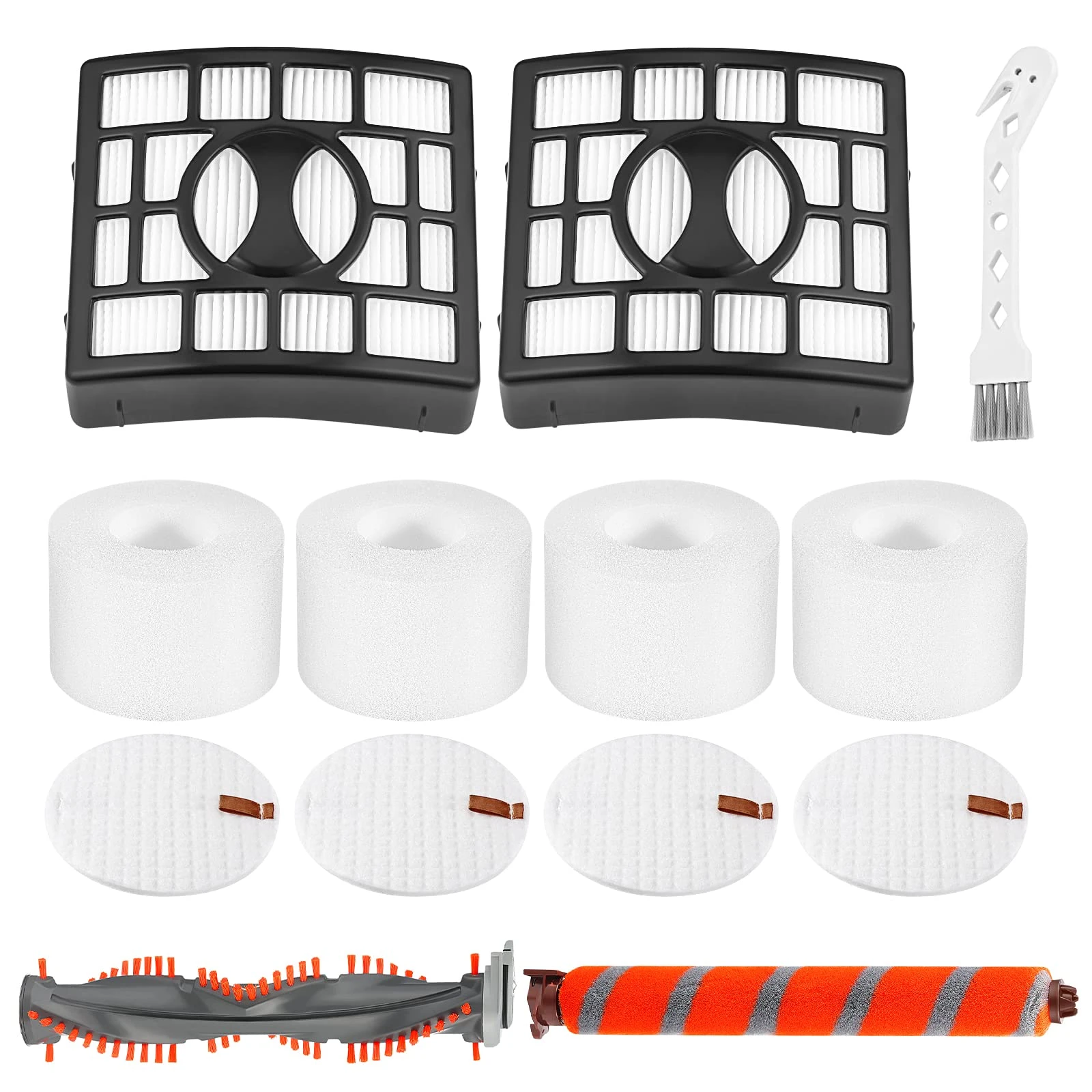 NV800 Replacement Roller Brush Filter Compatible with Shark DuoClean NV800, NV800W, NV801, NV801Q, NV803 Vacuum Cleaner, Include 2 Brush Roller + 2 HEPA Filters + 4 Foam + 4 Felt Filters