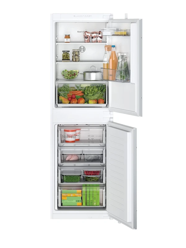 Bosch Home & Kitchen Appliances KIN85NSF0G Serie 2 Built-in fridge-freezer with MultiBox XXL, SuperFreezing, NoFrost, EcoAirflow and LED Lights, 177.2 x 54.1 cm, sliding hinge, White