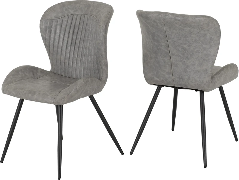 Seconique Quebec Dining Chair Set of 4 in Grey Pu