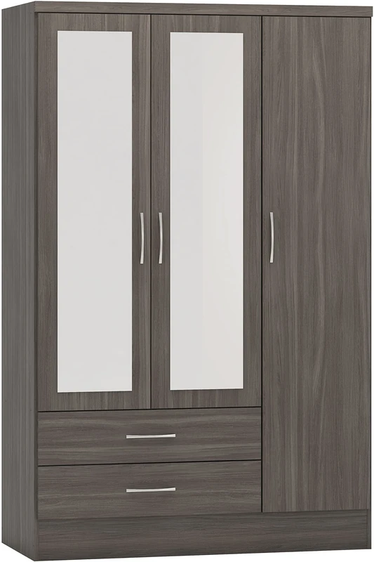 Seconique Nevada 3 Door 2 Drawer Wardrobe in Black Wood Grain