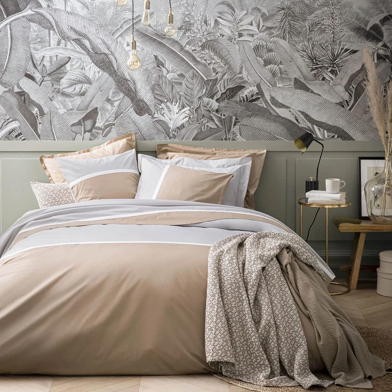 Toi et Moi Plain Cotton Percale Duvet Cover 140 x 200 cm Made in France - Image 1