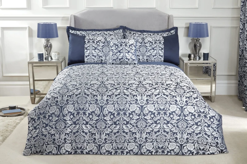 Emma Barclay Eden - Embellished Jacquard Duvet Set in Navy - Super King