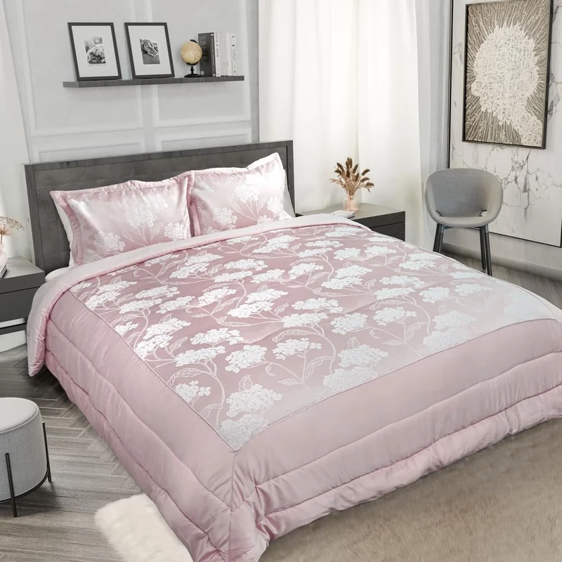 Emma Barclay Blossom - Embellished Jacquard Quilted Bedspread Set in Blush Pink - To Fit Double/King