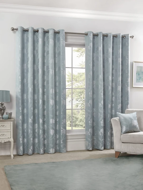 Emma Barclay – Fully Lined Curtains for Bedroom Living Room Jacquard Eyelet Two panel Floral Curtains Blossom Collection (66” x 90” Inch)(Colour)