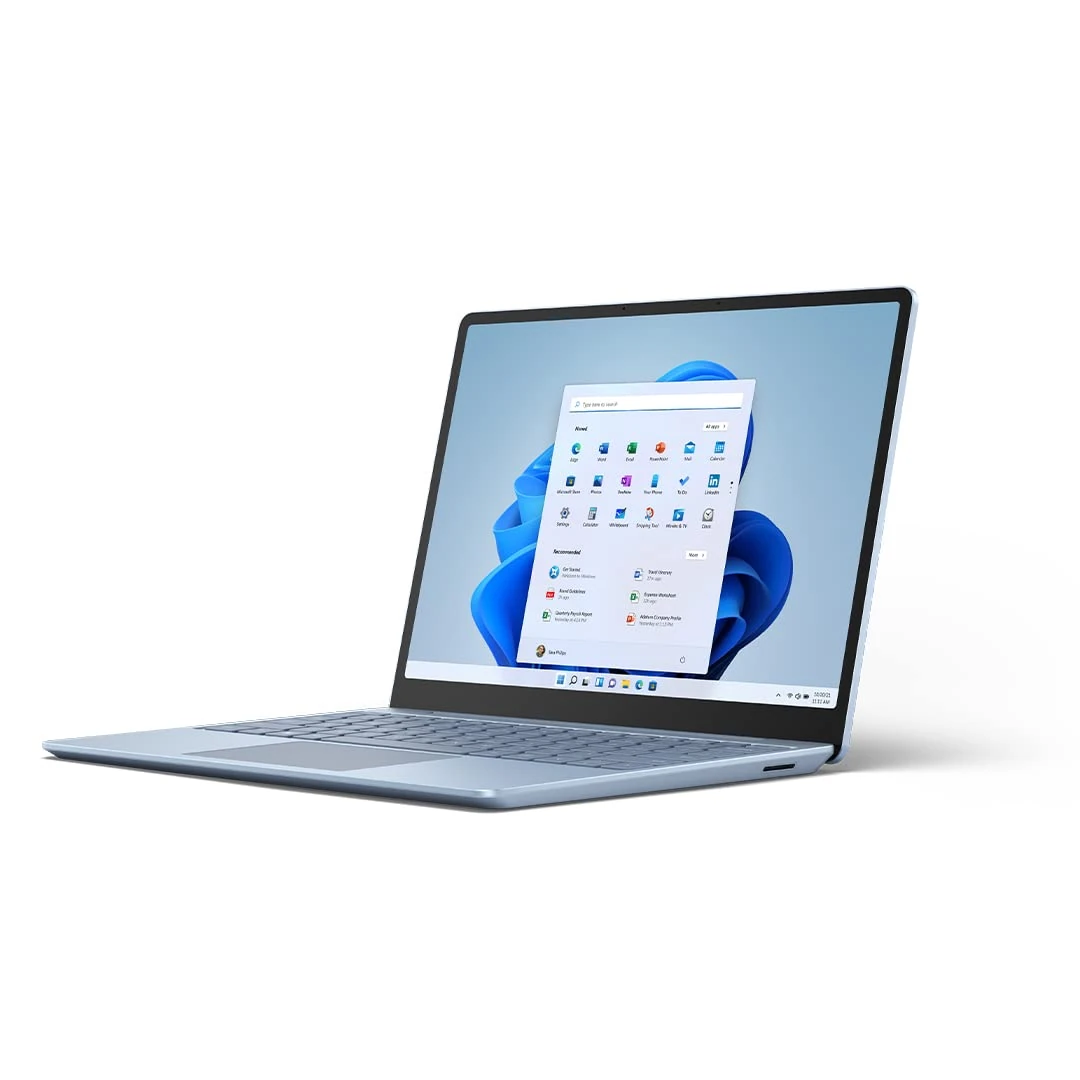 Microsoft Surface Laptop Go 2 Ultra-Thin 12.4” Touchscreen Laptop - Ice Blue - Intel Core i5 - 8GB RAM - 256GB SSD - Windows 11 Home - 2022 model, UK plug