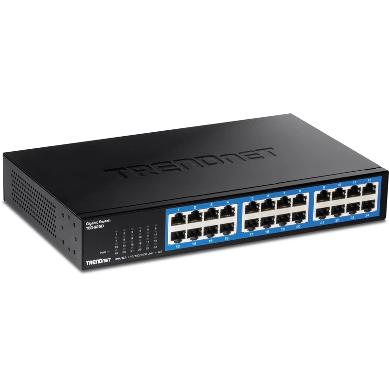 TRENDnet TEG-S25D 24-Port Gigabit Desktop Switch, 24 x Gigabit RJ-45 Ports, 48Gbps Switching Capacity, Fanless Design, Metal Housing, Internal Power Supply