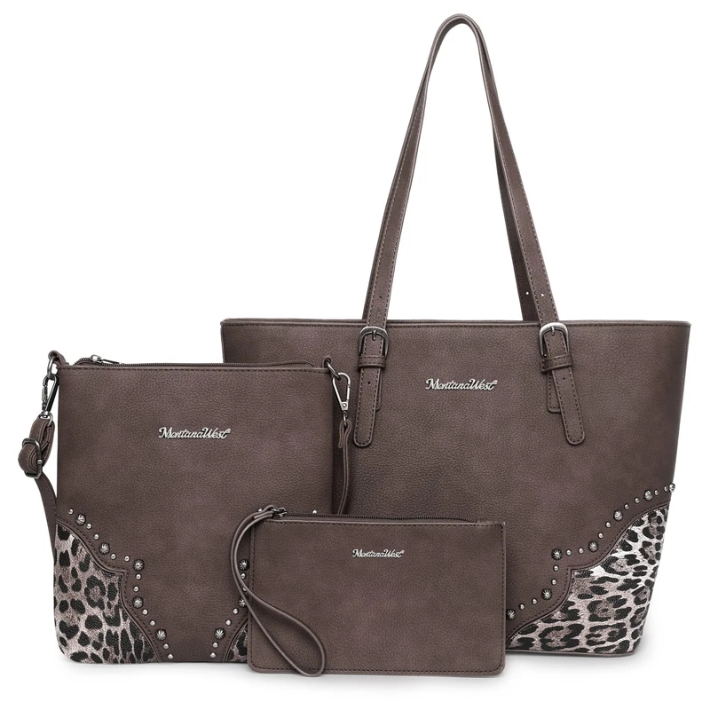 Montana West Purses for Women Tote Bag 3Pcs Set Leopard Print Satchel Handbags, 058 Coffee, M - Image 1