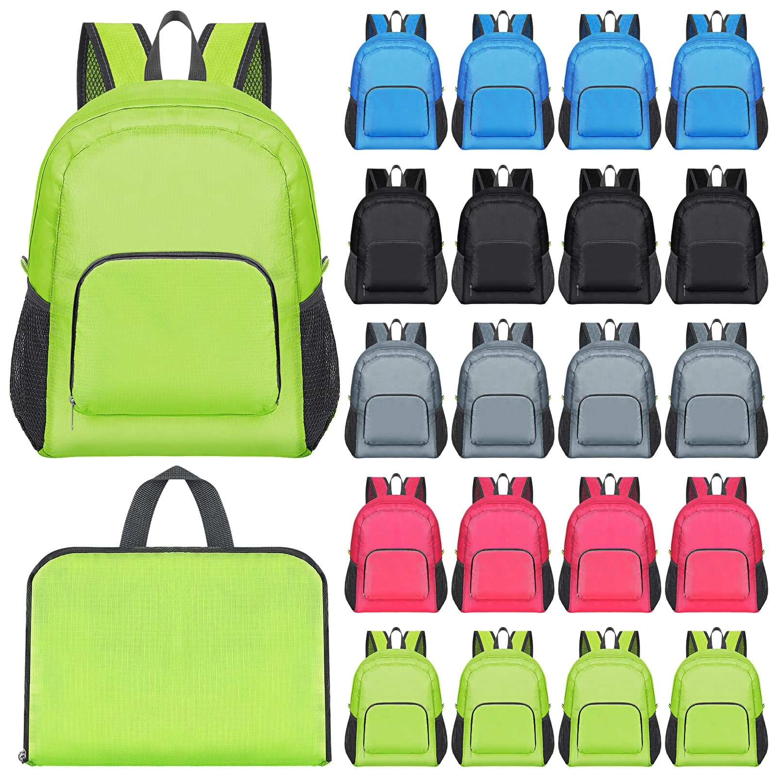 Reginary 40 Pcs Backpacks 17 Inch Foldable Lightweight Backpack Travel Book Bag Assorted Colors Bookbags Bulk Backpacks, Colorful, Daypack Backpacks