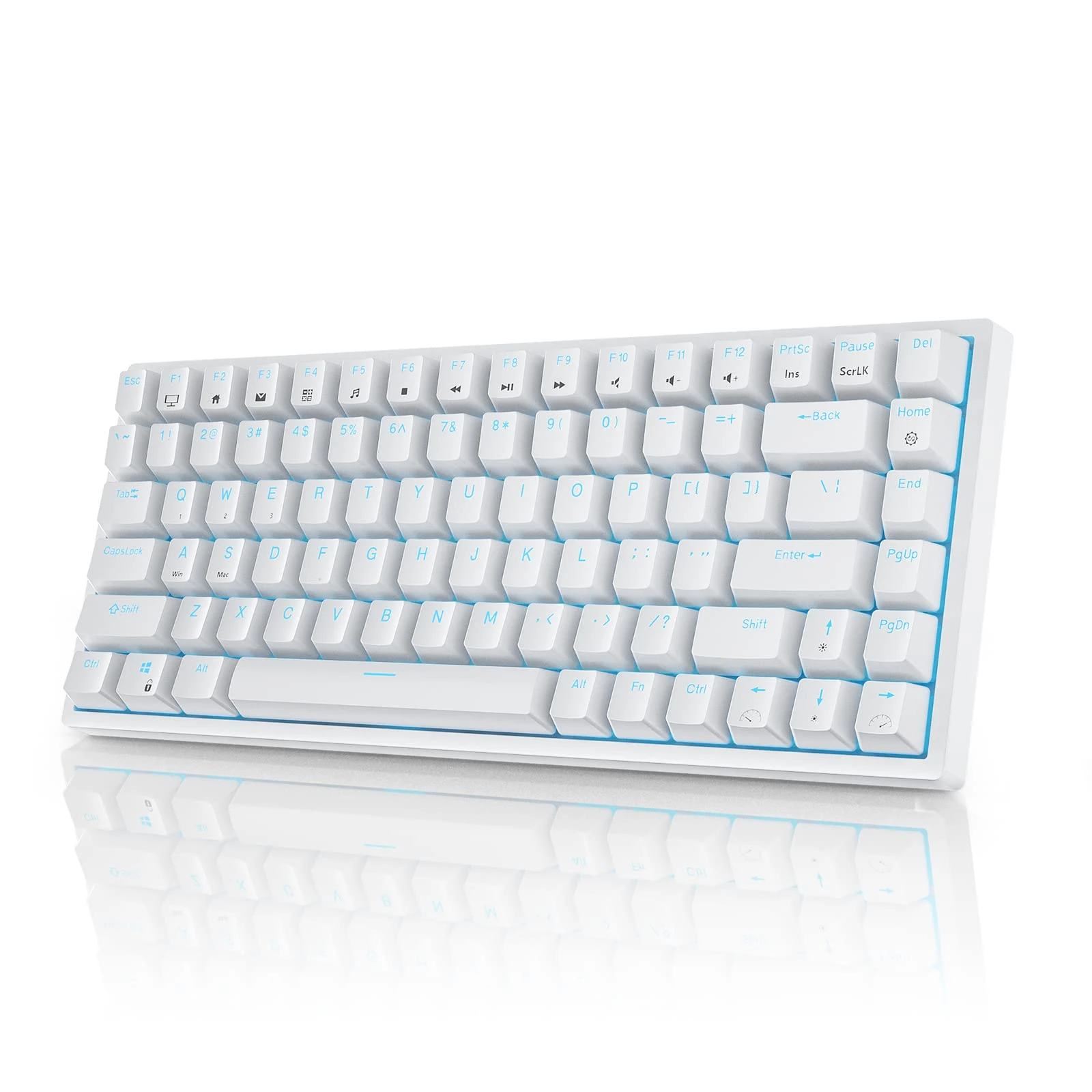 RK ROYAL KLUDGE RK84 Blue Backlit 75% Triple Mode BT5.0/2.4G/USB-C Hot Swappable Red Switch Mechanical Keyboard, 84 Keys Tenkeyless TKL Mechanical Keyboard w/Detachable Frame & Programmable Software