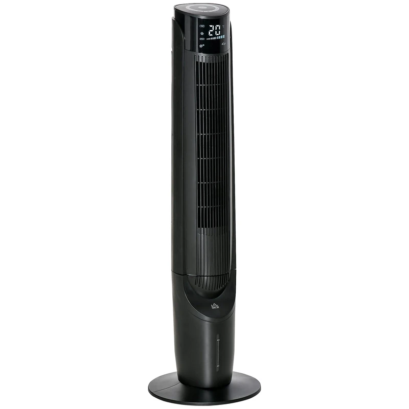 HOMCOM 2.8L 2-in-1 Evaporative Air Cooler, Portable Tower Fan with 4 Modes, 3 Speed, Remote Control, 12H Timer, Oscillating for Home Bedroom, Black